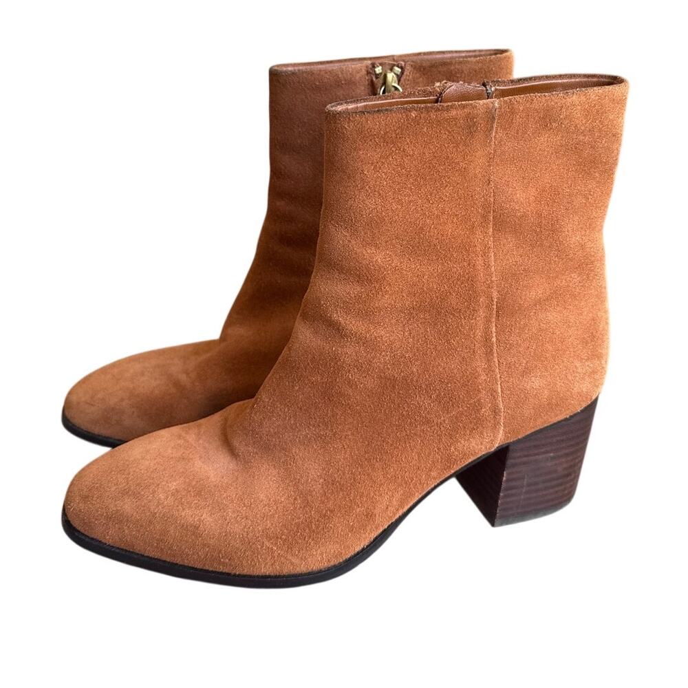 J. Crew New Sadie Stacked-heel Ankle Boots in Brown Suede Size 9